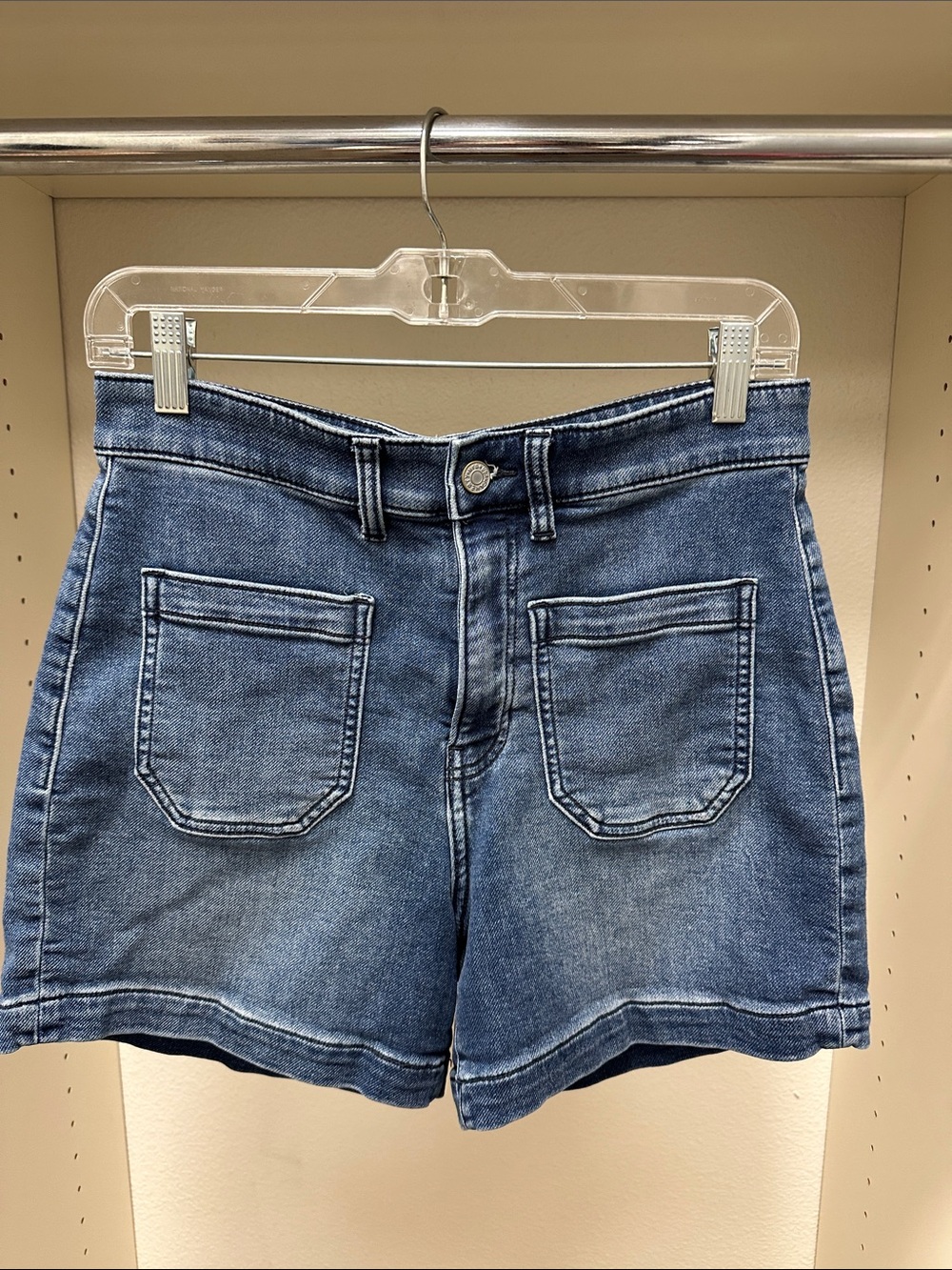 Faherty Classic High-Rise Denim Shorts in Medium Blue